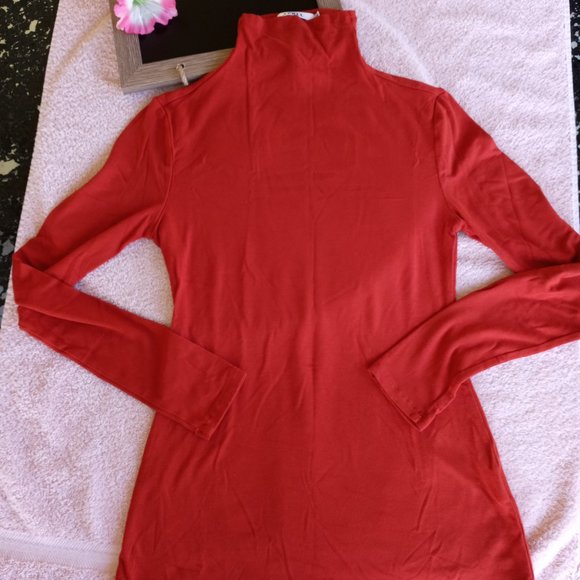 Aprll Tops - stretchy, silky mock turtleneck   EUC